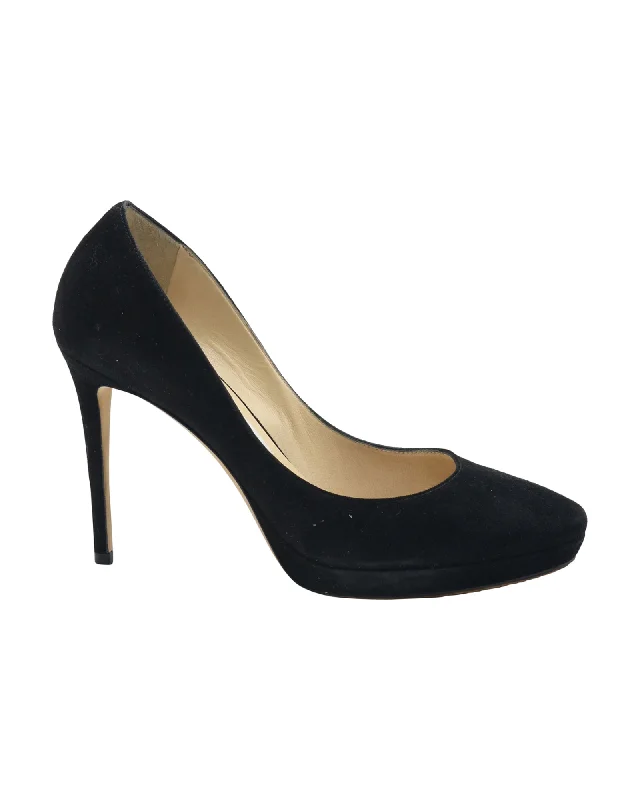 Stylish high heels for night walks-Jimmy Choo Platform Pumps in Black Suede