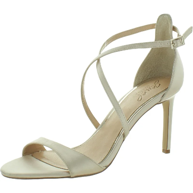 Stylish high heels for urban nights-Jewel Badgley Mischka Womens Satin Criss Cross Ankle Strap Pumps