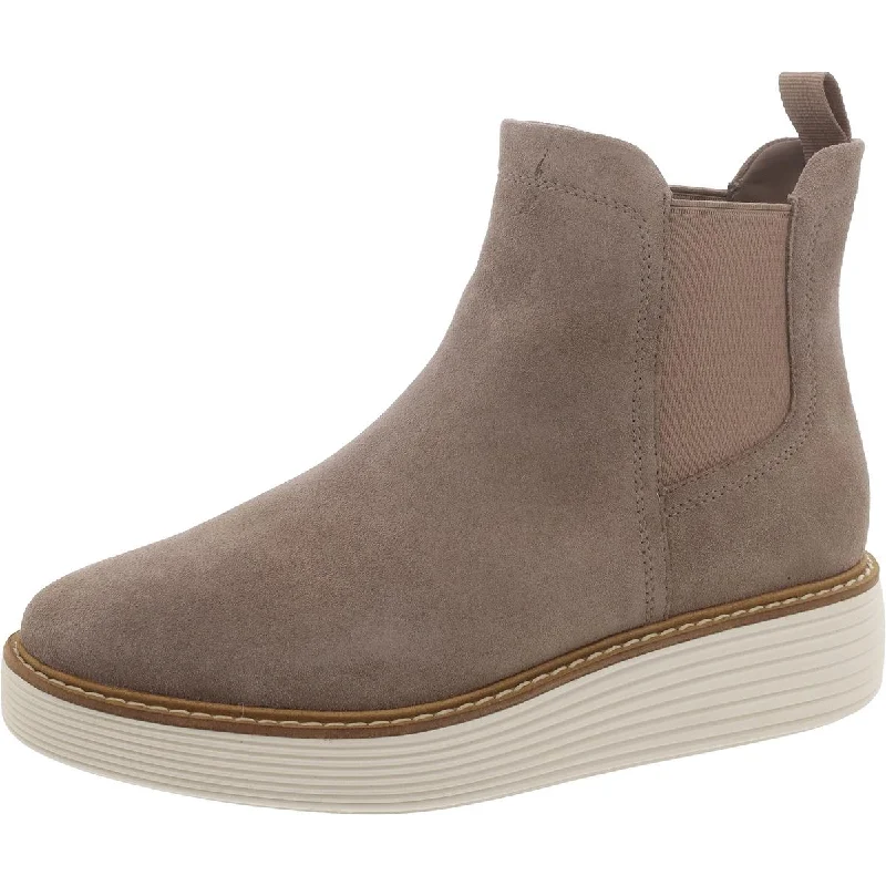 Boots with skid-proof sole supports -Cole Haan Womens Suede Ankle Chelsea Boots