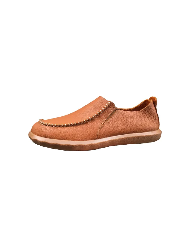 Trendy loafers for modern strolls-Handmade Soft Leather Daily Loafers for Men