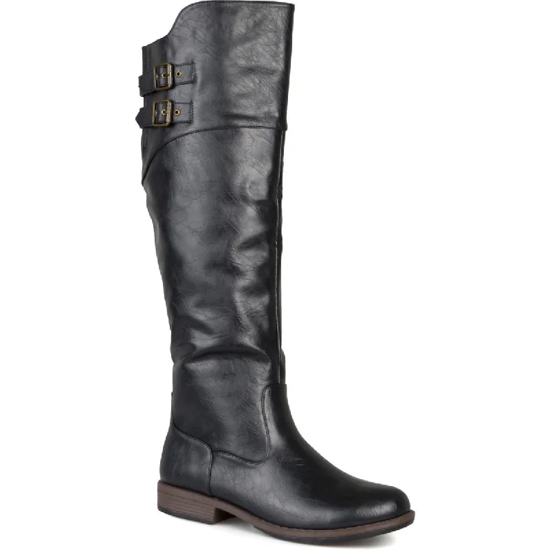 Boots with adjustable heel straps -Journee Collection Womens Tori Faux Leather Knee-High Boots