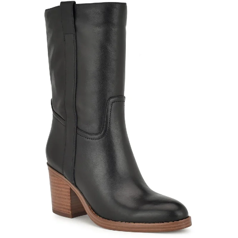 Boots for outdoor snow scenes -Nine West Womens Hess Faux Leather Block Heel Mid-Calf Boots