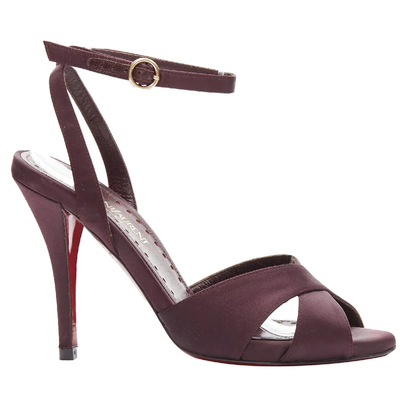 Slip-on high heels for easy evenings-Yves Saint Laurent satin sole sandal heels