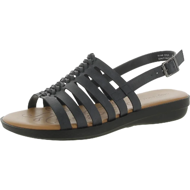 sandals with sporty design for comfort-Easy Street Womens Ziva Faux Leather Slingback Sandals