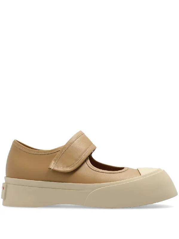 Shoes for sole stress aid -MARNI Chic Beige Leather Mary Jane Sneakers for Women