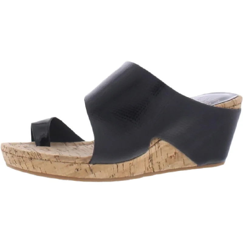 sandals with comfortable strap width-Donald J. Pliner Womens Gemmy Leather Slip-On Slide Sandals