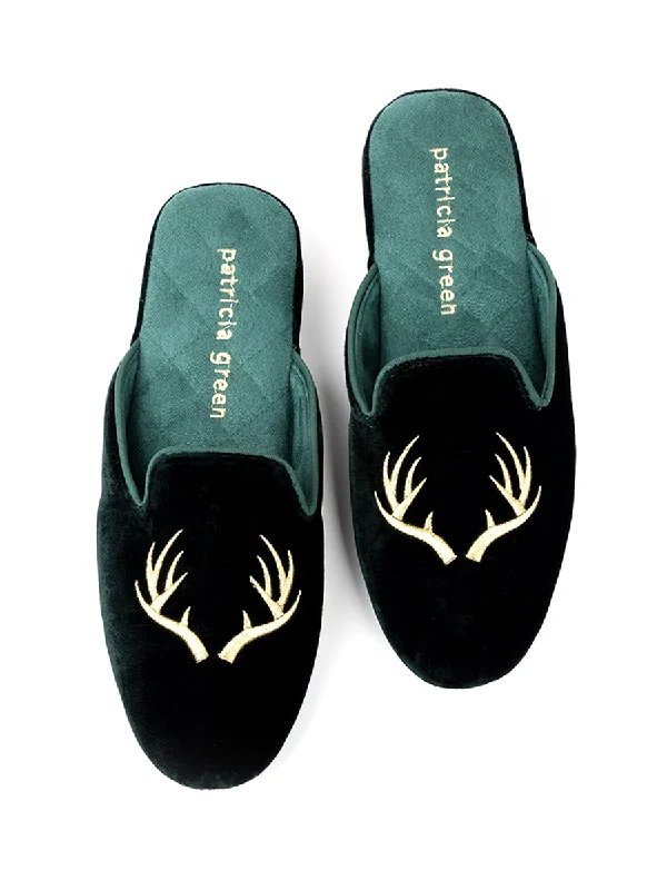 Slippers for damp home eves -Antler Embroidered Slipper