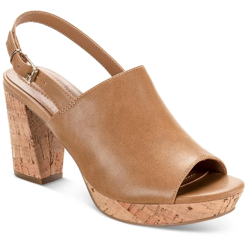 sandals for relaxed look at the beach-Style & Co. Womens JENISEE Faux Leather Slingback Wedge Heels