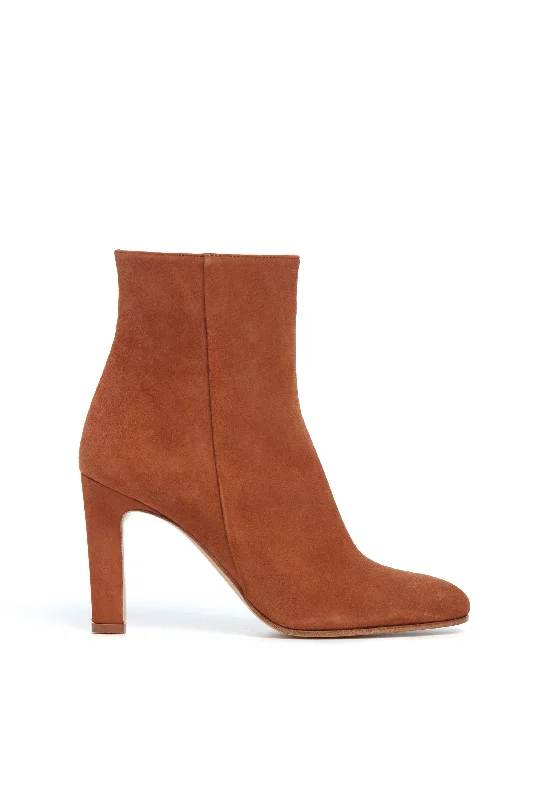 Boots with tender sole cushioning -Lila Ankle Boot in Cognac Suede