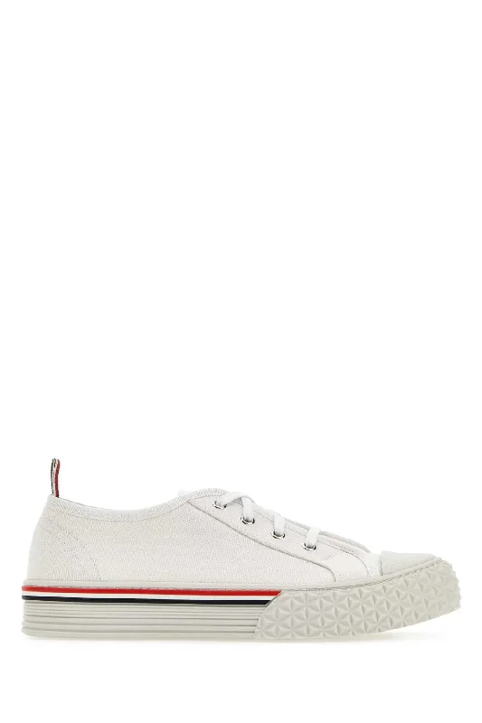 Shoes with oat fiber soles -THOM BROWNE Collegiate Canvas Sneakers for Men - 23S Collection