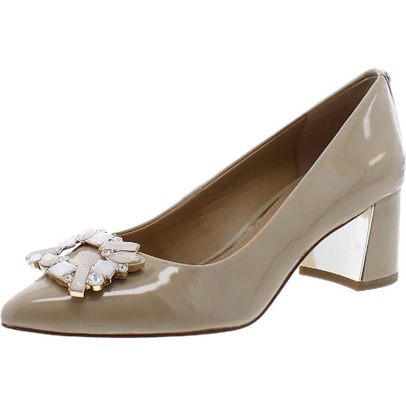 Breathable high heels for warm evenings-Donald J. Pliner Womens Suzette Patent Rhinestone Pumps