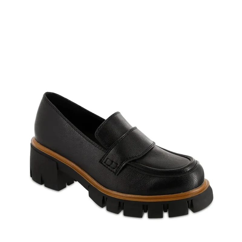 Cushioned loafers for soft evenings-Women's Shoes MIA ROBBIN Platform Loafers MH2523 BLACK TUMBLED NAPPA