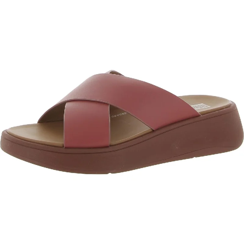 sandals with wide toe box-Fitflop Womens F-Mode Leather Criss-Cross Flatform Sandals