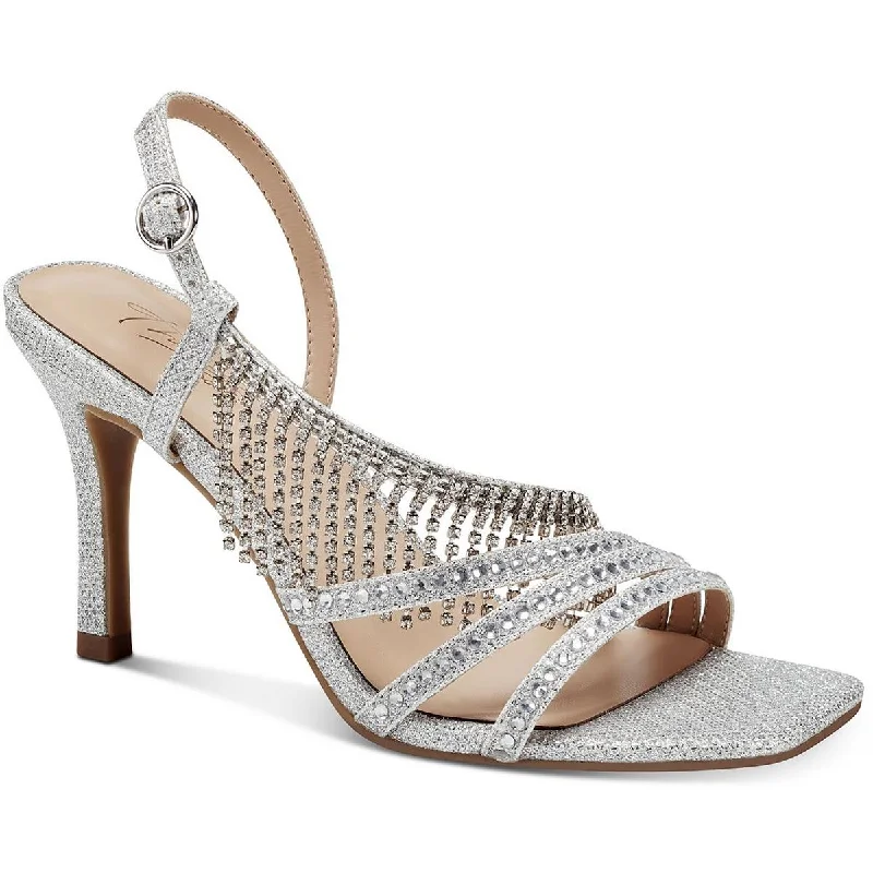 sandals with simple design-Thalia Sodi Womens Skylar Rhinestone Fringe Slingback Sandals