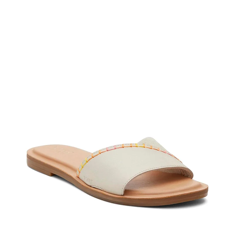 sandals for relaxed look at the beach-Women's Shoes TOMS SHEA Leather Slide Sandals 10020806 NATURAL / FOG