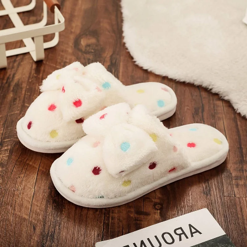 Slippers for cozy calm -Polka Dot Fuzzy Slippers