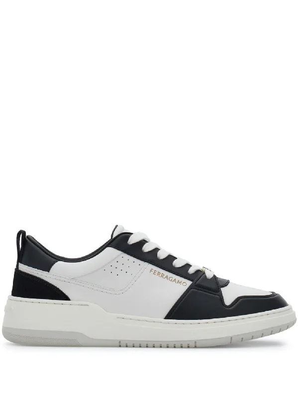 Shoes with fun hues -Ferragamo Two-Tone Leather Sneakers for Men