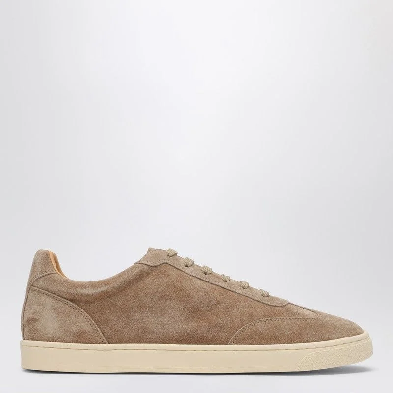 Shoes for calm runs -BRUNELLO CUCINELLI Men's Beige Suede Sneakers - FW24 Collection