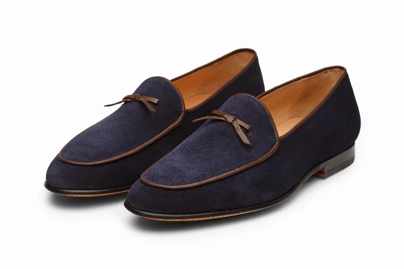 Fashionable loafers for night trends-Belgian Loafers - Navy Suede