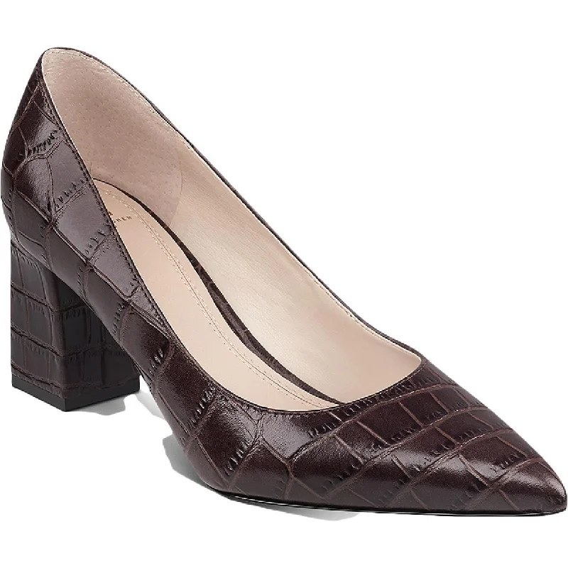 Affordable high heels for budget evenings-Marc Fisher LTD Womens ZALA12 Leather Block Heel Pumps