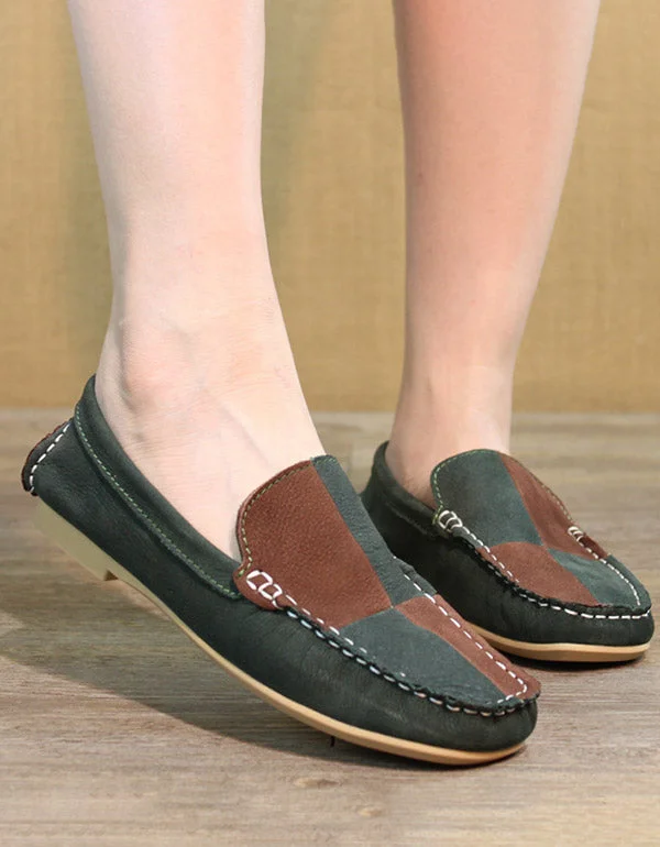 Breathable loafers for light comfort-Spring Flat Handmade Leather Loafers