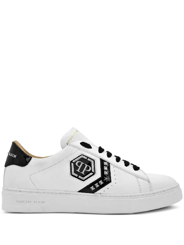 Shoes for heel pain soothing -PHILIPP PLEIN Designer Low-Top Leather Sneakers for Men