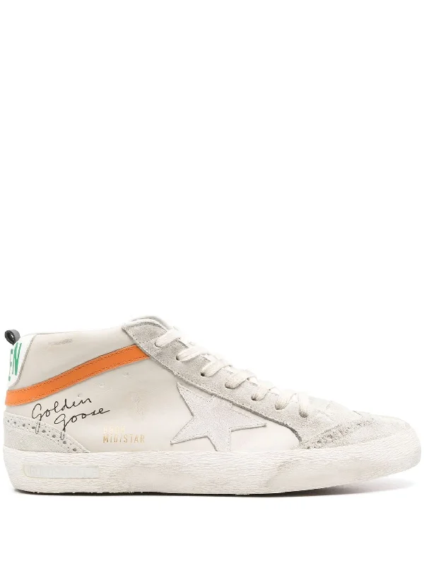 Old-school shoes with retro vibes -GOLDEN GOOSE Men's Mid Star Distressed Leather Sneakers