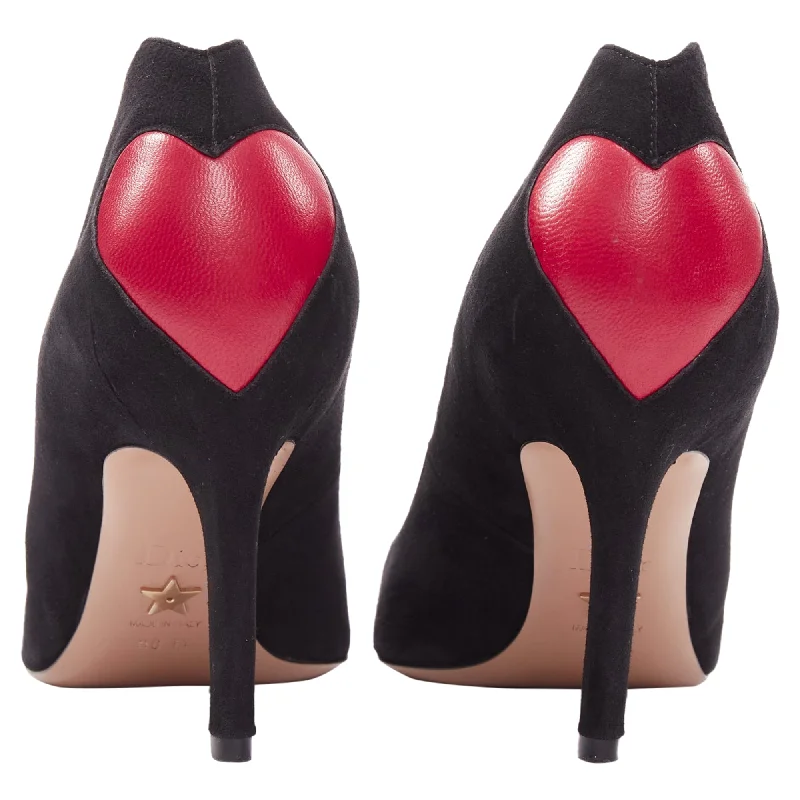 Affordable high heels for budget evenings-Dior Dioramour Leather Heart Suede Curved Heeled Pumps