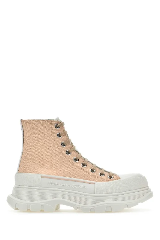 Shoes with bold thread work -ALEXANDER MCQUEEN Skin Mini Canvas Tread Slick Sneaker