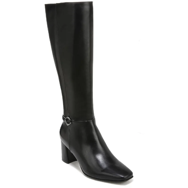 Boots with chic heel details -Naturalizer Womens Waylon Faux Leather Wide Calf Knee-High Boots