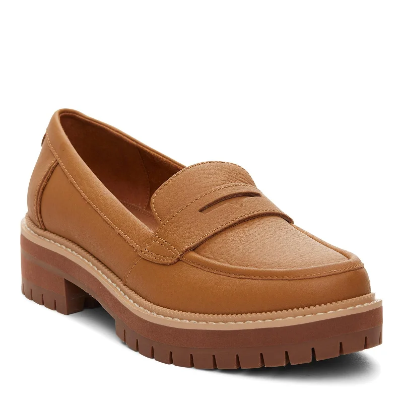 Lightweight loafers for hot nights-Women's Shoes TOMS CARA Casual Leather Lug Loafers 10020214 TAN LEATHER