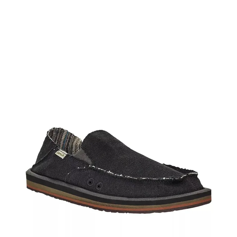 Cheap loafers for simple evenings-Men's Shoes Sanuk VAGABOND SOFT TOP HEMP Slip On Loafers 1117753 BLACK