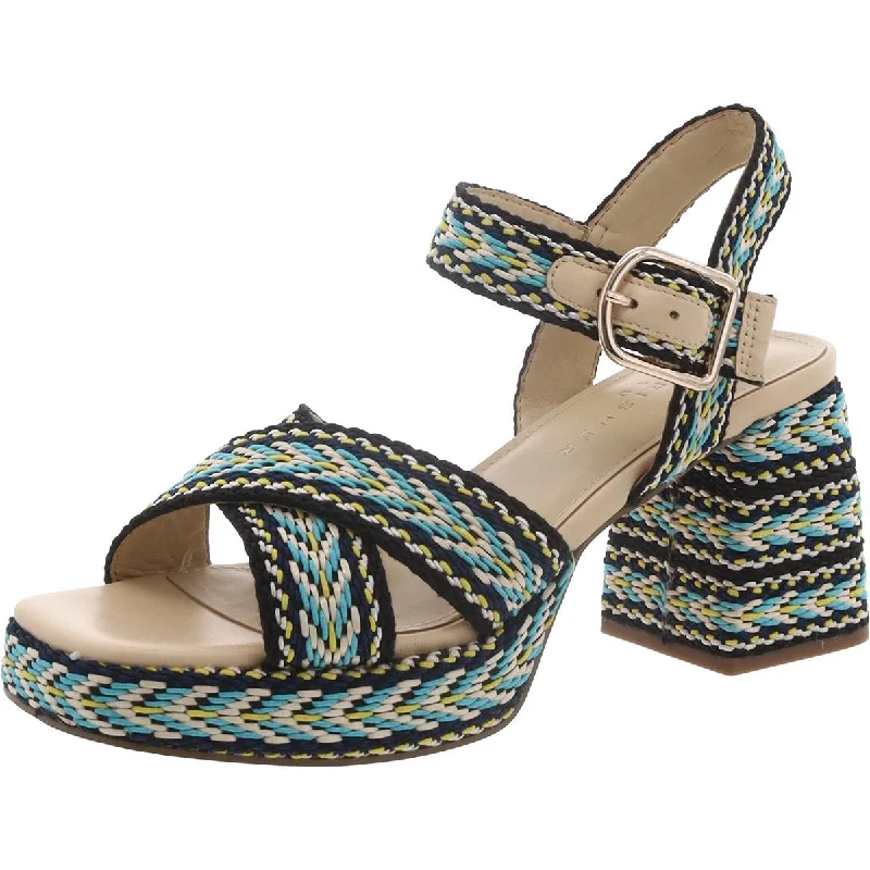 sandals for everyday activities-Marc Fisher LTD Womens Gemmie2 Woven Ankle Strap Block Heels