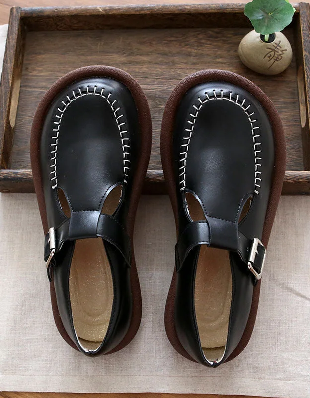 Premium loafers for sharp evenings-Spring Wide Head T-strap Comfortable Loafers