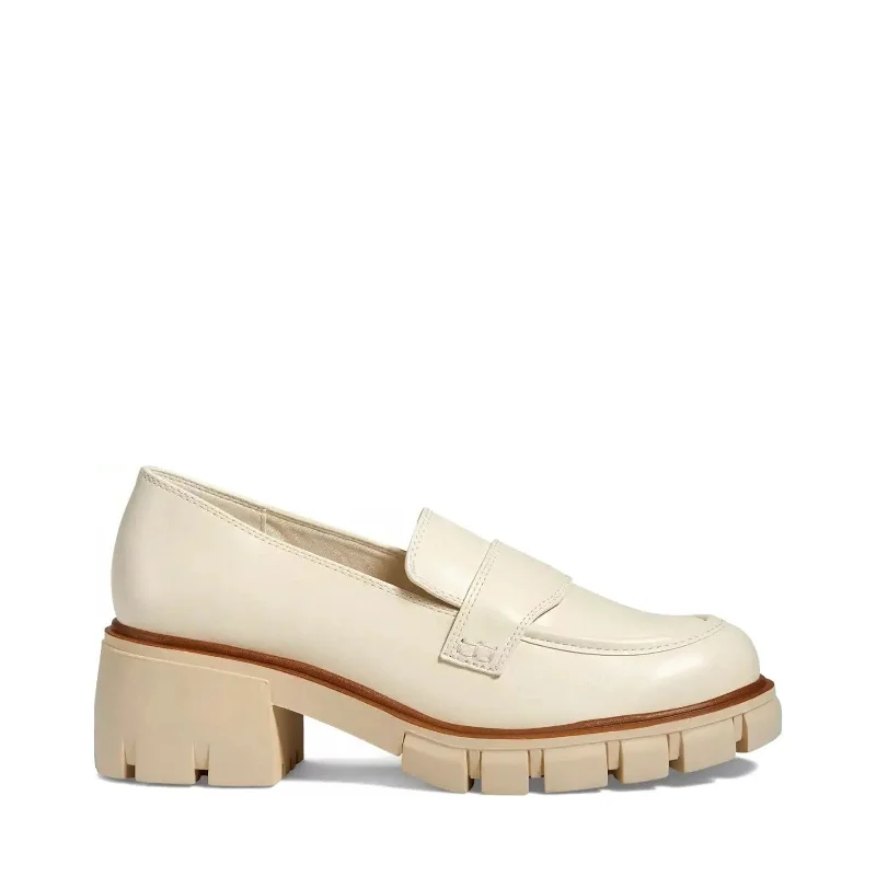 Breathable loafers for warm evenings-Women's Shoes MIA ROBBIN Platform Loafers MH2523 BONE BURNISHED NAPPA