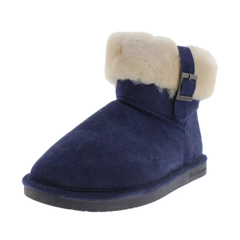 Boots for casual snow brunches -Bearpaw Abby Women's Suede Foldover Sheepskin Lined Mid-Calf Boots