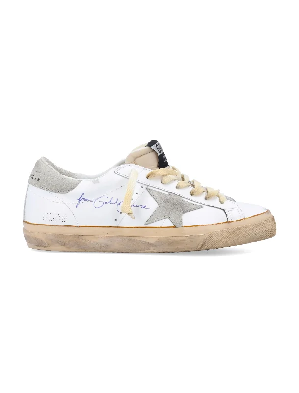 Shoes with slit tops -GOLDEN GOOSE Vintage Distressed Leather Sneakers with Suede Star