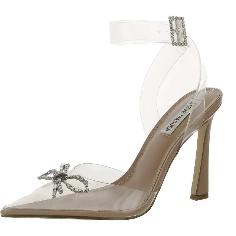 sandals with metallic finish-Steve Madden Womens SARANTOSR Comfort Insole Slingback Heels