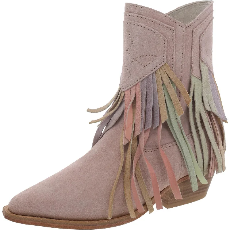 Boots for indoor frost meals -Free People Womens Lawless Fringe Western Suede Block Heel Cowboy, Western Boots