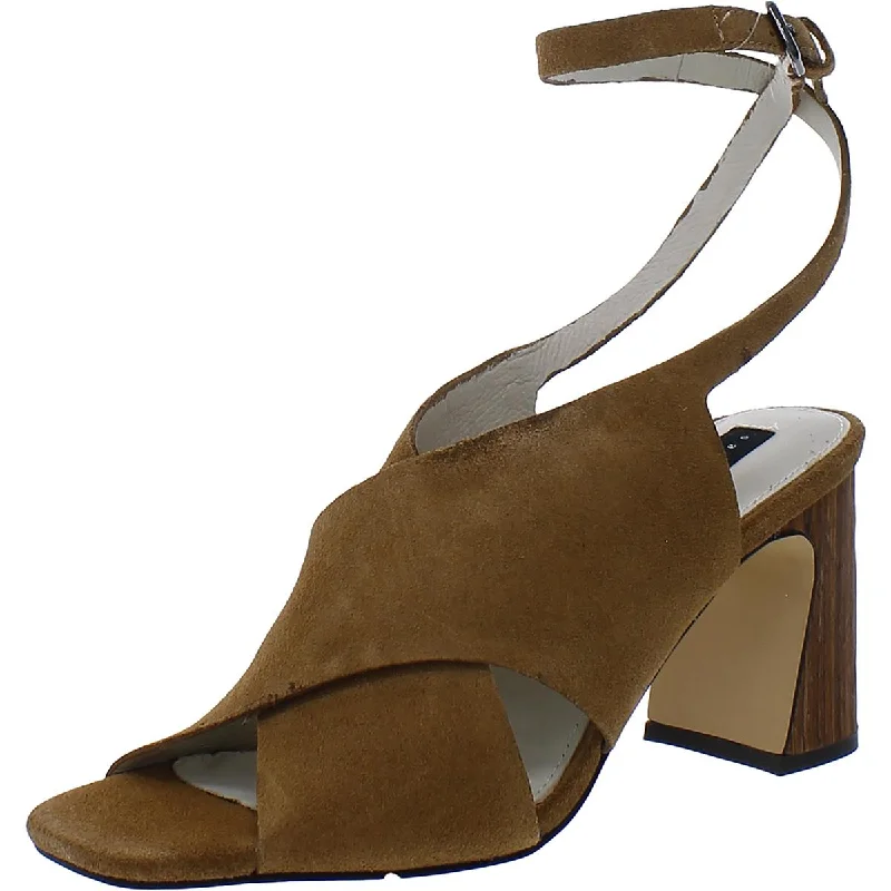 sandals for casual vacations-Sanctuary Womens Rowdy Suede Block Heel Slingback Heels