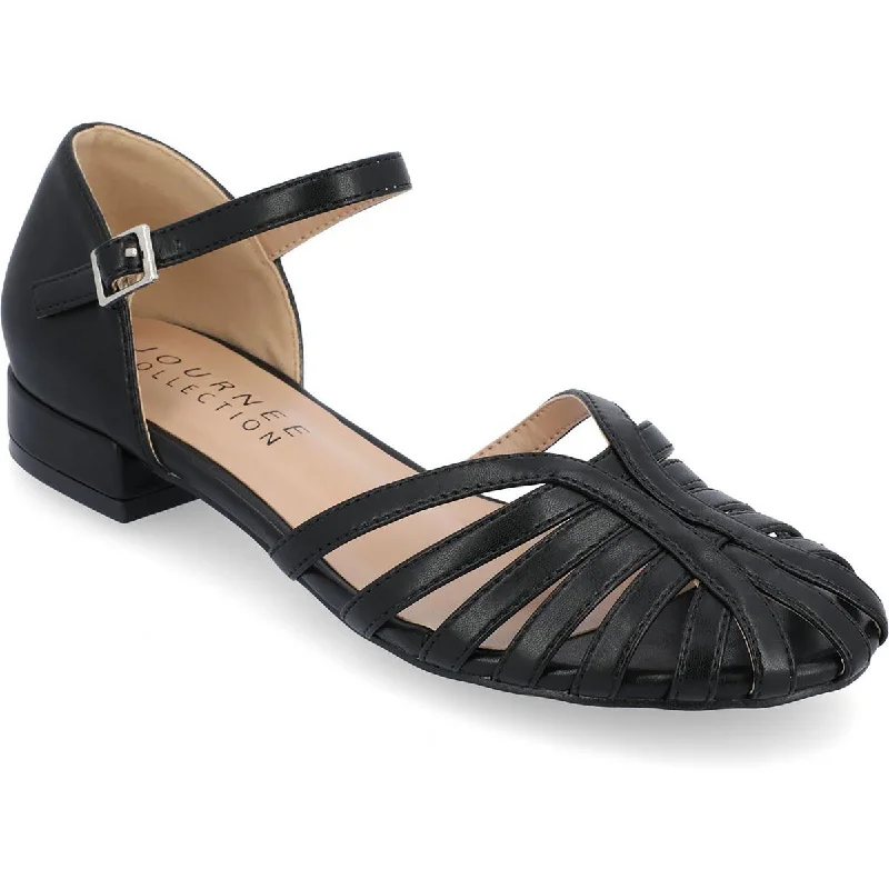 sandals for smart casual style-Journee Collection Womens MEGGS Leather Block Heels