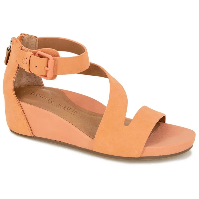 sandals with open toe design-Gentle Souls by Kenneth Cole Womens Gwen Suede Ankle Strap Wedge Sandals