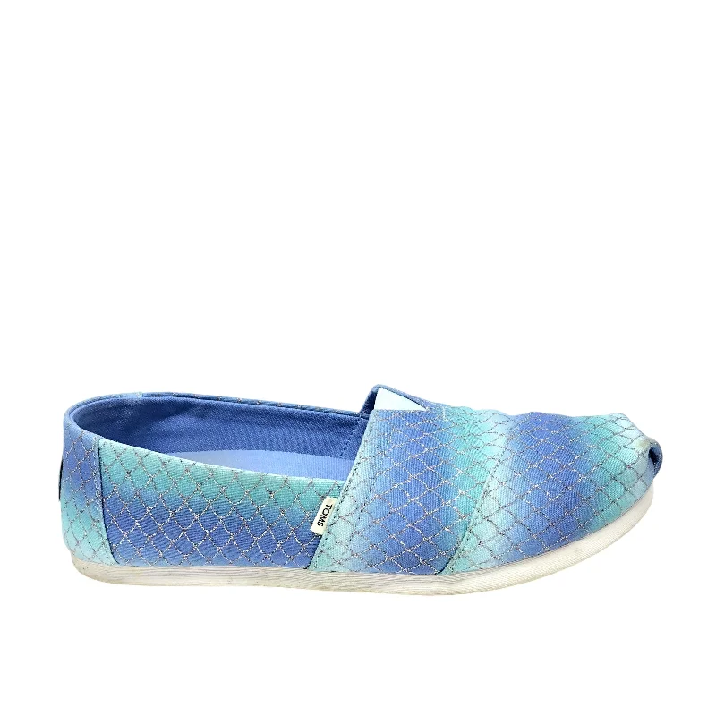 Flats with bold sole trims -Shoes Flats By Toms In Blue & Green, Size: 8l