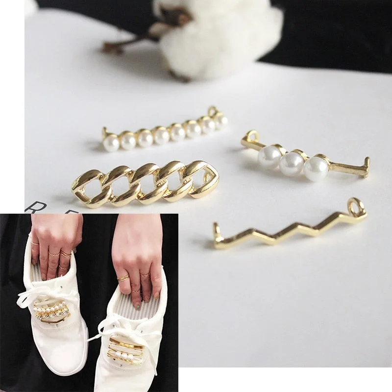 1 Piece Shoelaces Decoration, White Pearl Shoe Accessories, Women Shoes Decorative Accessory, Beautiful Lovely Shiny Clip Pearls