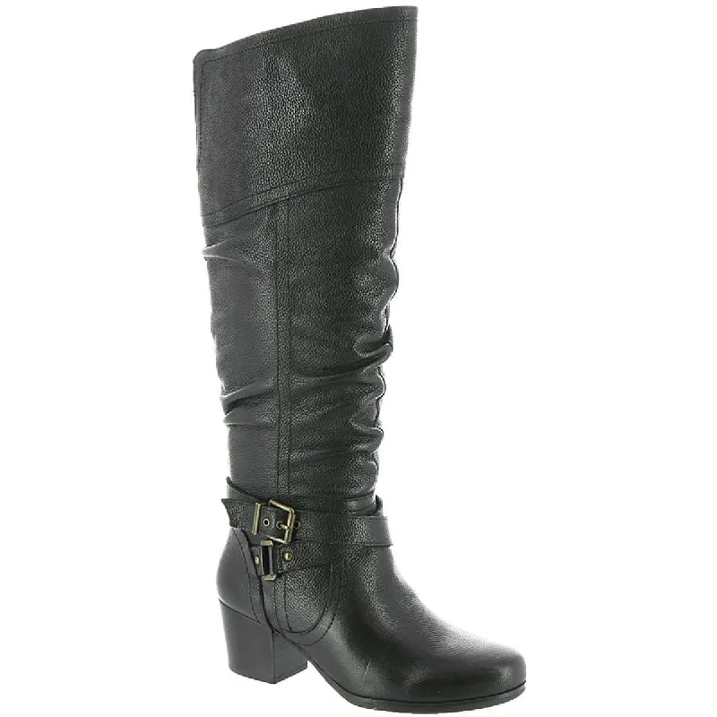 Boots with cozy sole linings -Array Womens Dakota Leather Stacked Heel Knee-High Boots