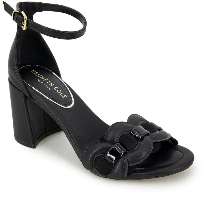 sandals with cute embellishments-Kenneth Cole New York Womens Luisa  Open Toe Round Toe Block Heels