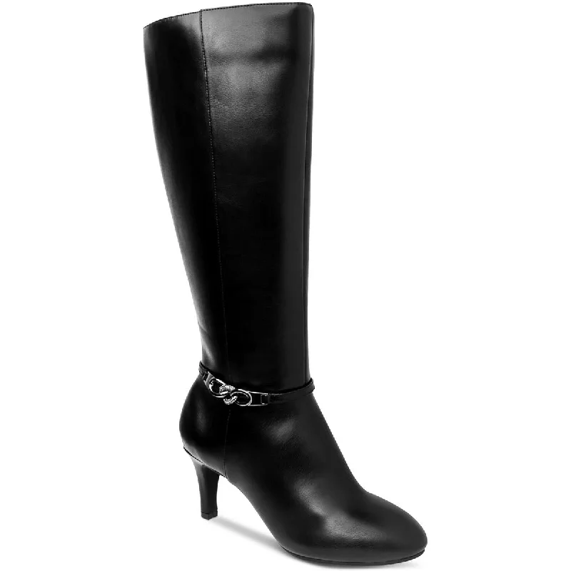 Boots with hardy canvas finishes -Karen Scott Womens Hanna Leather Tall Mid-Calf Boots