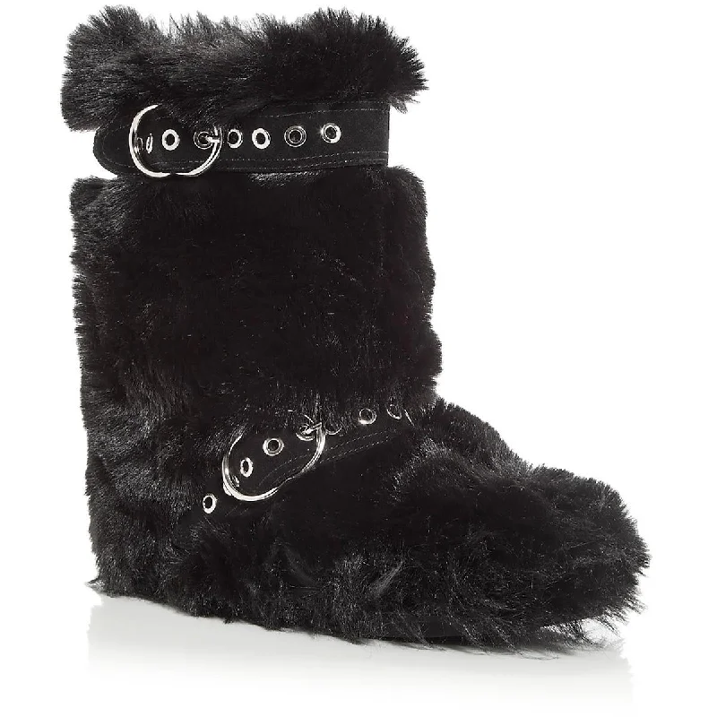 Boots with whimsical snow patterns -JC Play by Jeffery Campbell Womens Faux Fur Round Toe Mid-Calf Boots