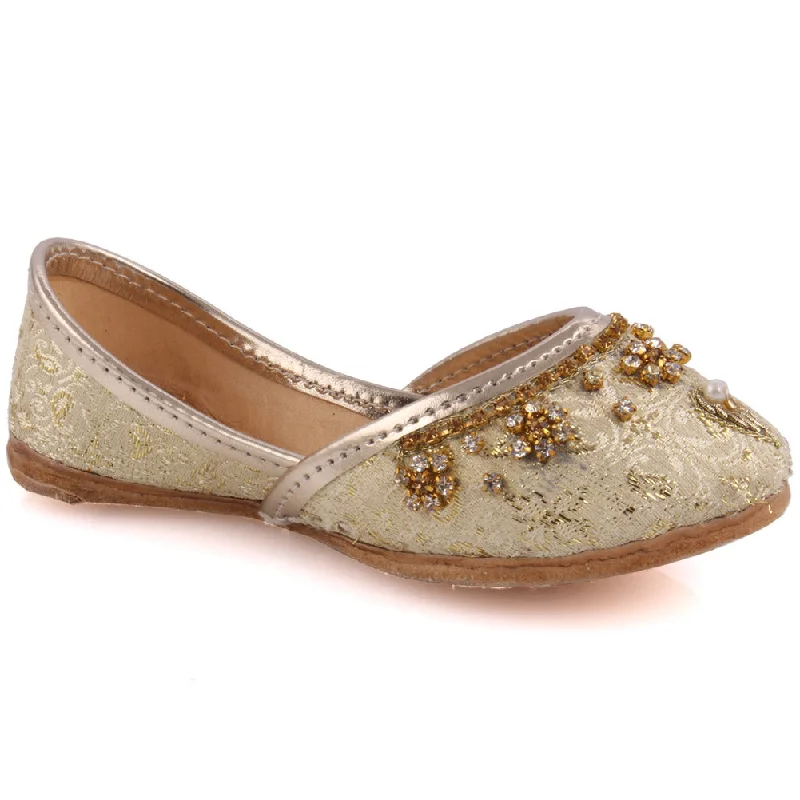 Slippers with tack soles -Kids ‘Gala’ Embellished Indian Khussa Slippers