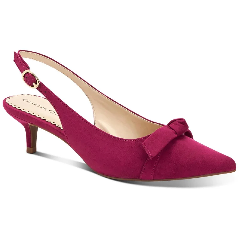 sandals with soft, padded material-Charter Club Womens Givanna Suede Kitten Slingback Heels